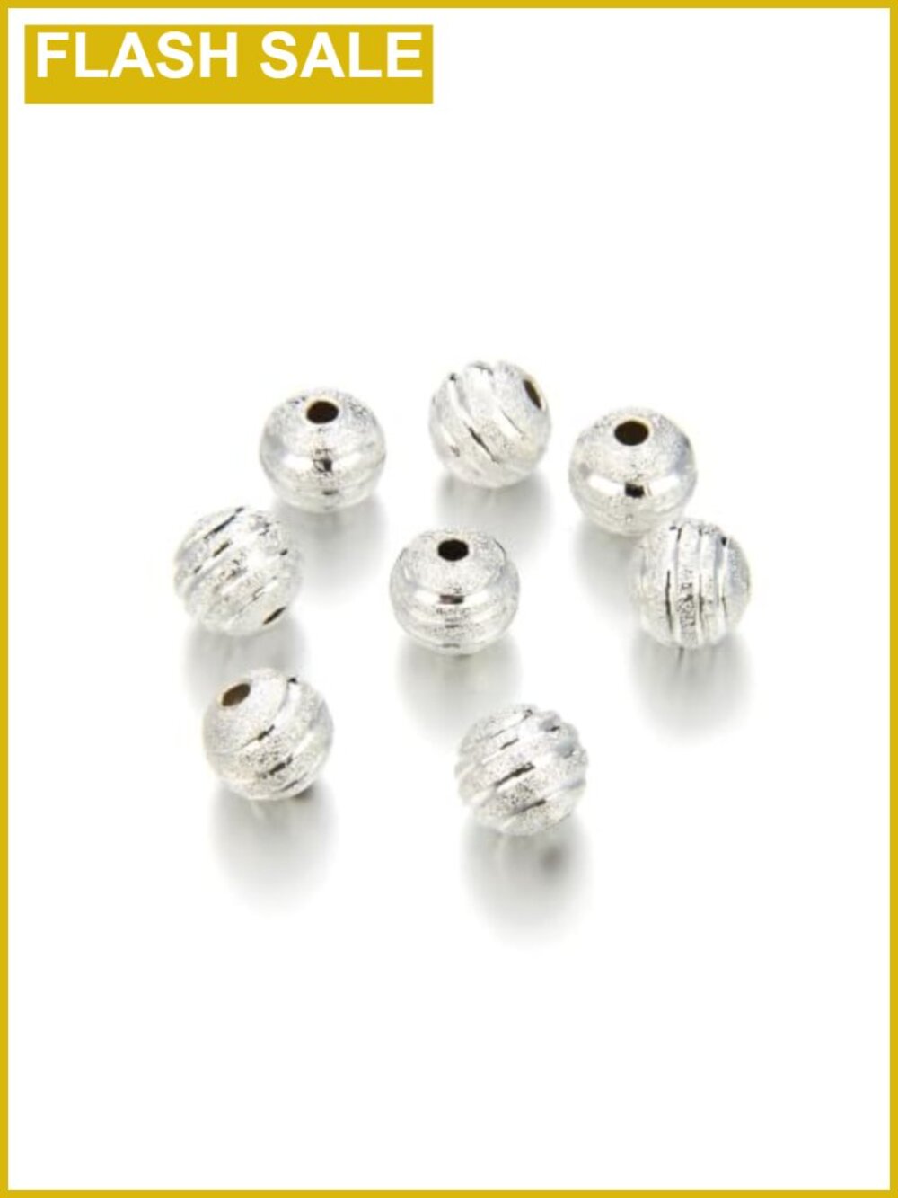100pcs 8mm Sterling Silver Plated Corrugated Ribbon Round Beads for Jewelry
